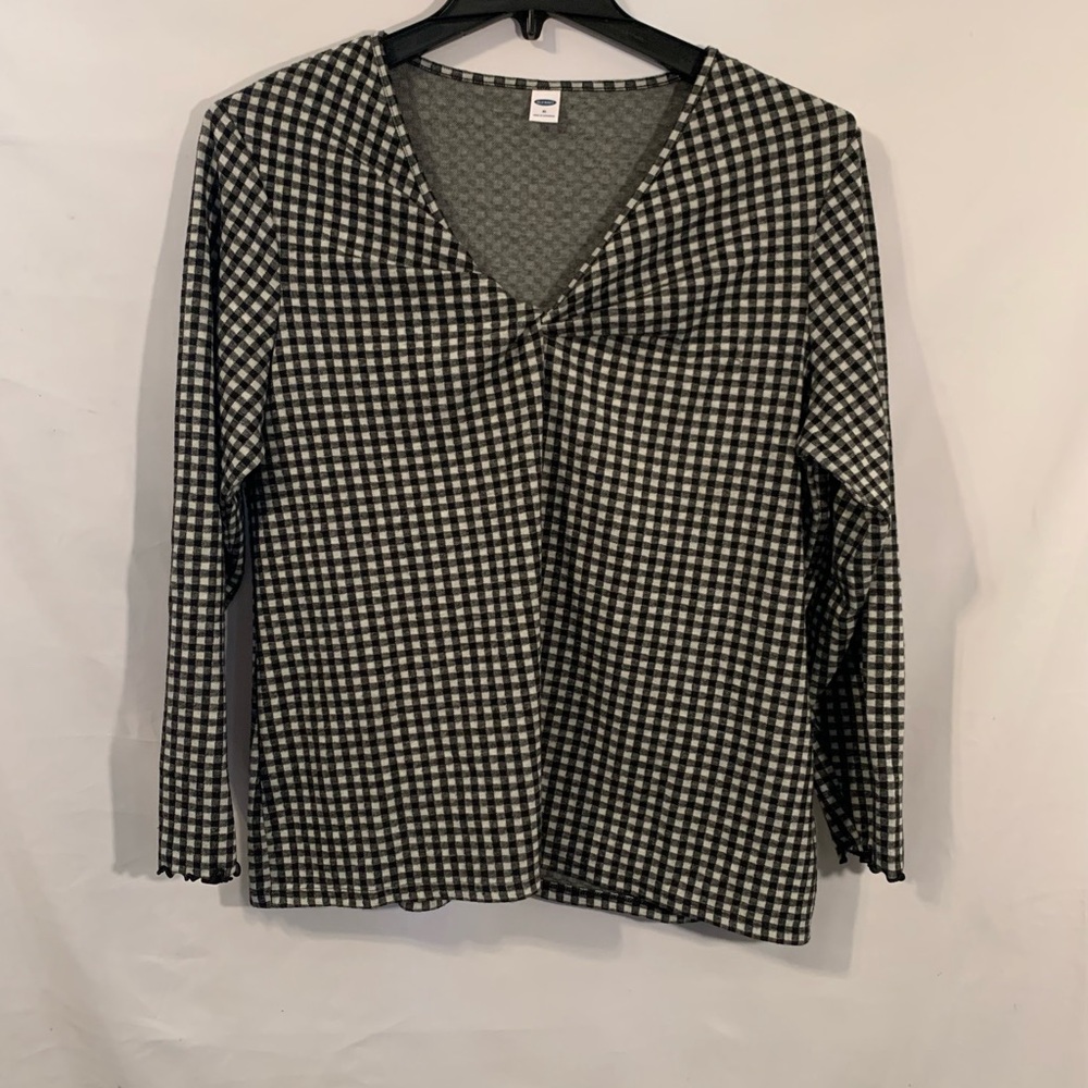 Old Navy Women’s Black and White Twist Front Long Sleeve Top Size XL